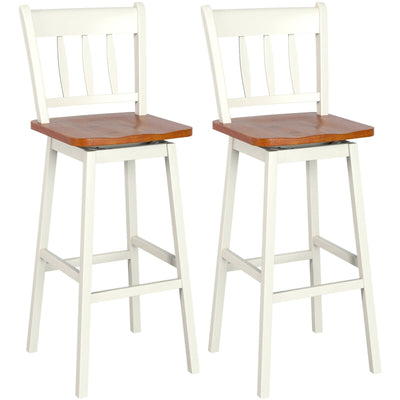 30.5 Inches Set of 2 Swivel Bar Stools with 360° Swiveling-White - Relaxacare