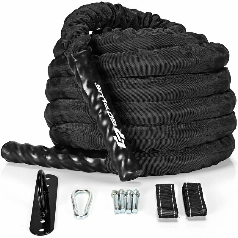 30Feet/40Feet/50Feet 1.5 Inch Diameter Exercise Rope with Anchor Strap Kit-40 Feet 1.5 Inch Diam - Relaxacare