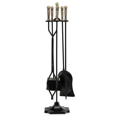 31 inch 5 Pieces Metal Fireplace Tool Set with Stand - Relaxacare