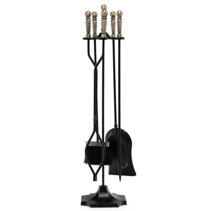 31 inch 5 Pieces Metal Fireplace Tool Set with Stand - Relaxacare