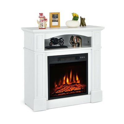 32 Inch 1400W Electric TV Stand Fireplace with Shelf-White - Relaxacare