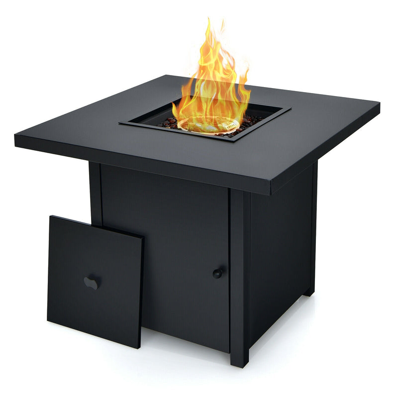 32 Inch 40000 BTU Propane Fire Pit Table with Lid and Fire Glass - Relaxacare