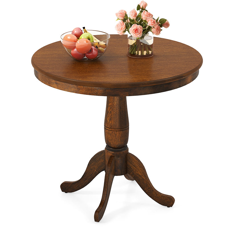 32 Inch Wooden Round Pub Pedestal Side Table - Relaxacare