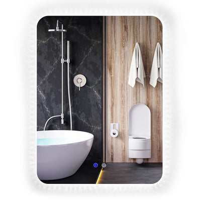 32 x 24 Inch Shatterproof Wall Mirror with 3-Color Lights and Anti-Fog Function - Relaxacare