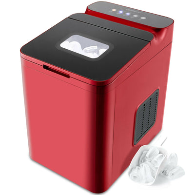 33 LBS/24 H Ice Maker Machine with Scoop and Basket-Red - Relaxacare