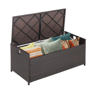 34 Gallon Patio Storage Bench with Seat Cushion and Zippered Liner - Relaxacare