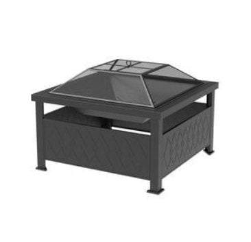 34" Square Fire Pit - Black - Relaxacare