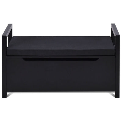 34.5 ×15.5 ×19.5 Inch Shoe Storage Bench with Cushion Seat for Entryway-Black - Relaxacare
