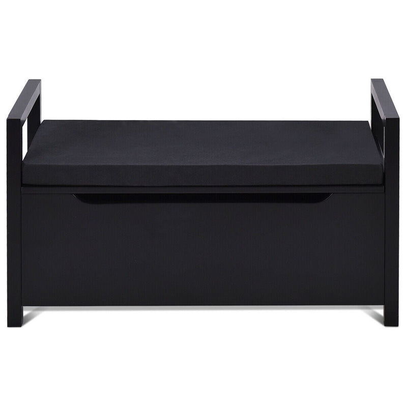 34.5 ×15.5 ×19.5 Inch Shoe Storage Bench with Cushion Seat for Entryway-Black - Relaxacare