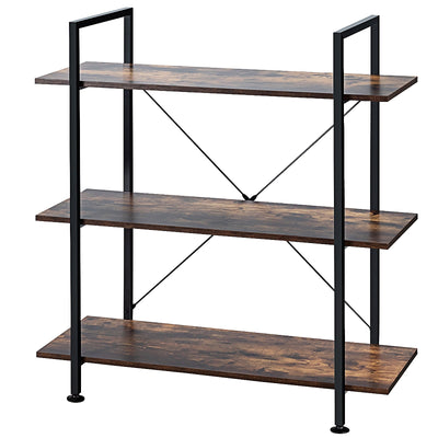 3/5 Tiers Industrial Bookcase with Metal Frame for Home Office-3-Tier - Relaxacare