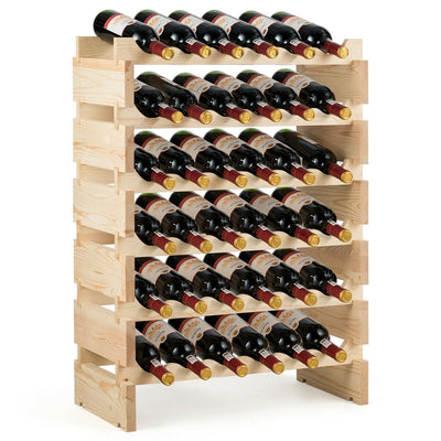 36 Bottles Stackable Wooden Wobble-Free Modular Wine Rack - Relaxacare