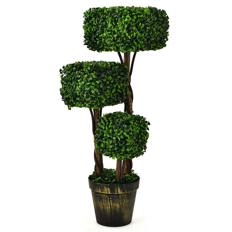 36 Inch Artificial Boxwood Topiary UV Protected Indoor Outdoor Tree - Relaxacare