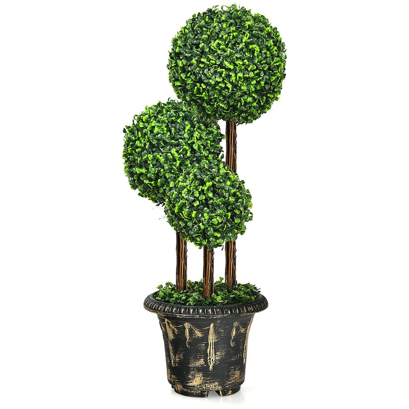 36-Inch Artificial Topiary Triple Ball Tree for Indoor and Outdoor - Relaxacare