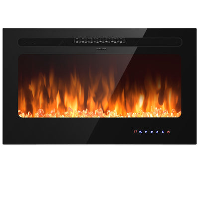 36 Inch Electric Fireplace Insert Wall Mounted with Timer - Relaxacare