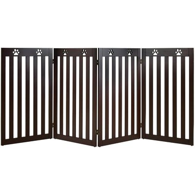 36 Inch Folding Wooden Freestanding Pet Gate with 360° Hinge-Espresso - Relaxacare