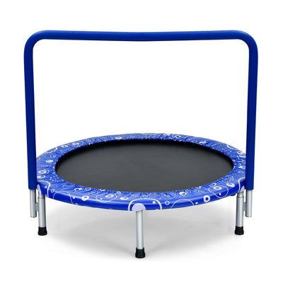 36 Inch Kids Trampoline Mini Rebounder with Full Covered Handrail -Blue - Relaxacare