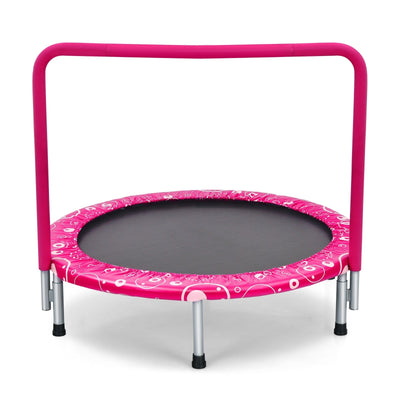 36 Inch Kids Trampoline Mini Rebounder with Full Covered Handrail -Pink - Relaxacare