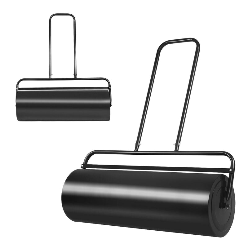 36 x 12 Inch Tow Lawn Roller Water Filled Metal Push Roller-Black - Relaxacare