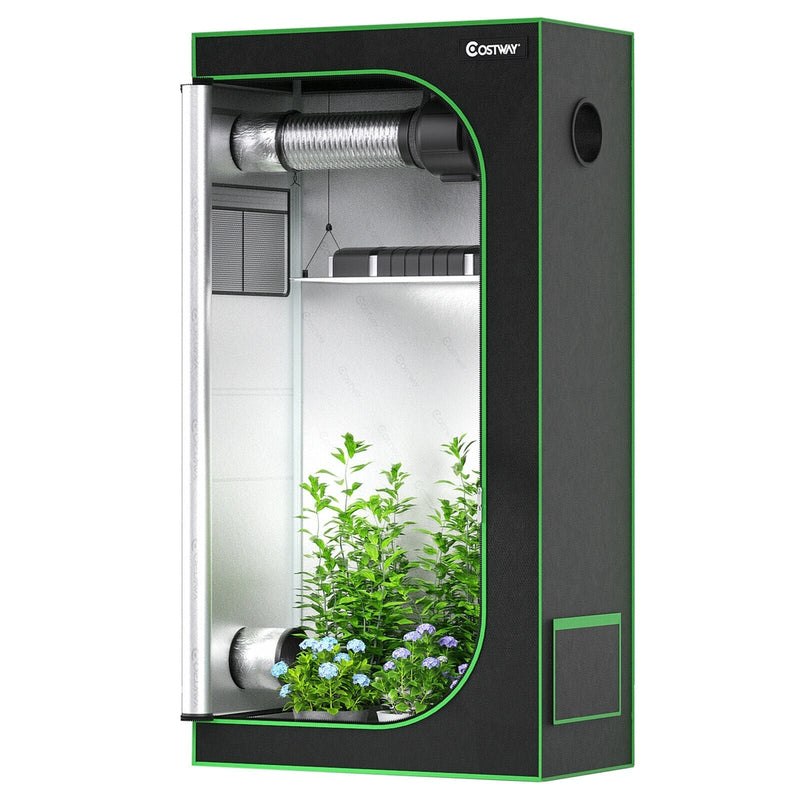 36 x 20 x 63 Inch Indoor Grow Room with Observation Window-Black - Relaxacare