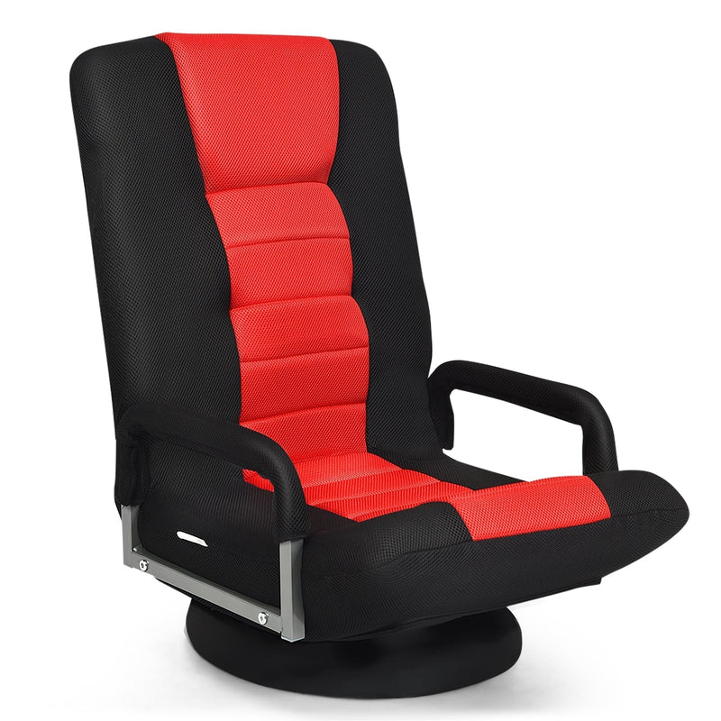 360-Degree Swivel Gaming Floor Chair with Foldable Adjustable Backrest-Red - Relaxacare