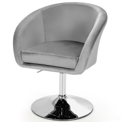 360 Degree Swivel Makeup Stool Accent Chair with Round Back and Metal Base-Gray - Relaxacare