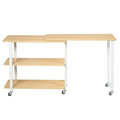360° Free Rotating Sofa Side Table with Storage Shelves and Casters - Relaxacare