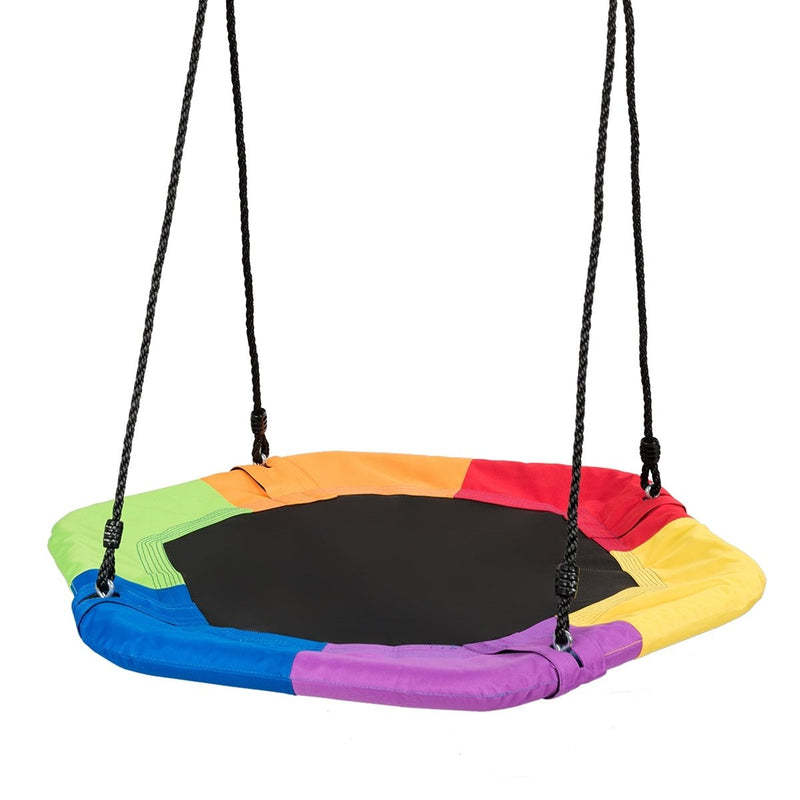 37 Inch Hexagon Tree Kids Swing with Adjustable Hanging Rope - Relaxacare
