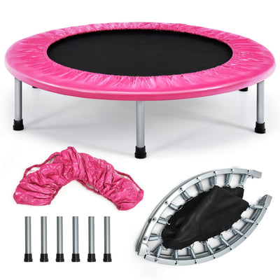 38 Inch Mini Folding Trampoline Portable Leisure Fitness Backboard-Pink - Relaxacare