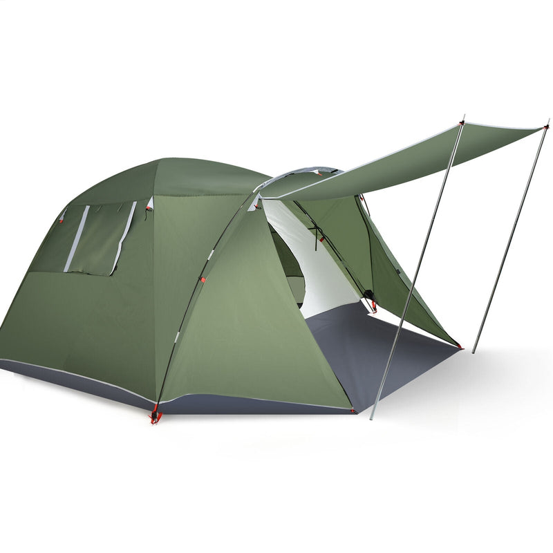 4-6 Person Camping Tent with Front Porch-Green - Relaxacare