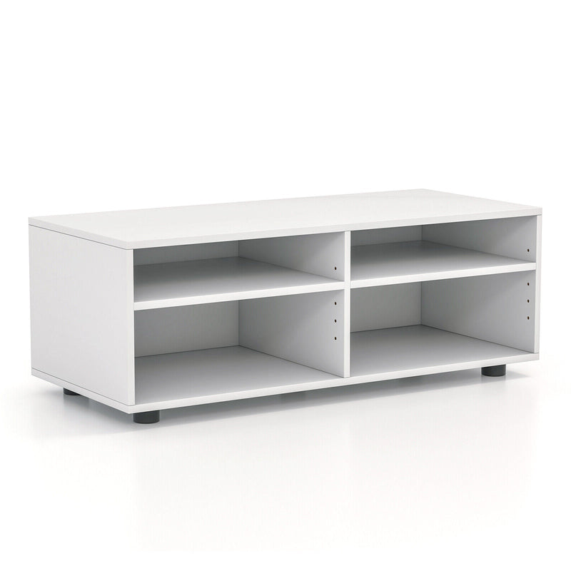 4-Cube TV Stand for TV up to 45 Inch with 5 Positions Adjustable Shelves-White - Relaxacare