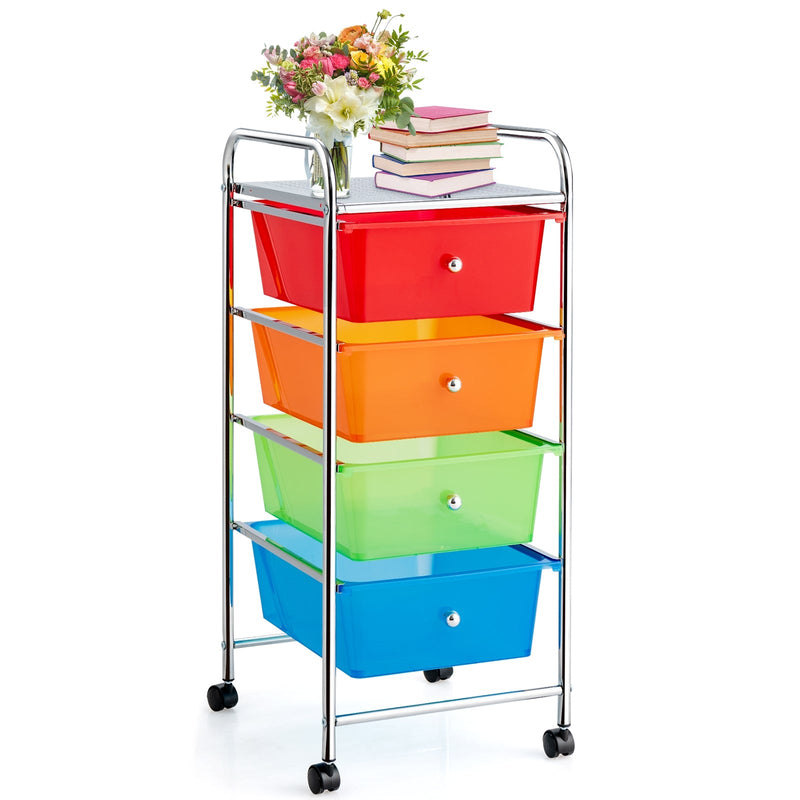 4-Drawer Cart Storage Bin Organizer Rolling with Plastic Drawers - Relaxacare