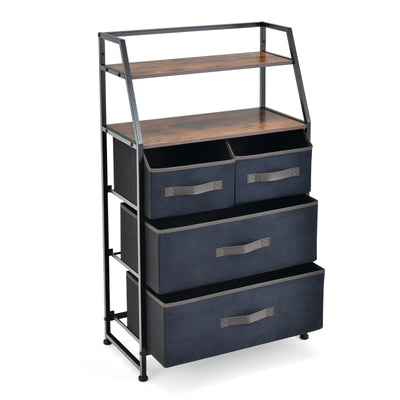 4-Drawer Free Standing Storage Dresser with 2 Open Shelves - Relaxacare