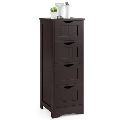 4-Drawer Freestanding Floor Cabinet with Anti-Toppling Device-Dark Brown - Relaxacare