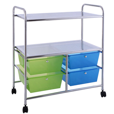 4 Drawers Rolling Storage Cart-Blue & Green - Relaxacare