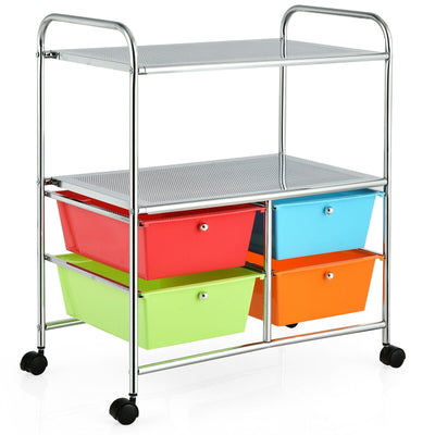 4 Drawers Shelves Rolling Storage Cart Rack-Multicolor - Relaxacare