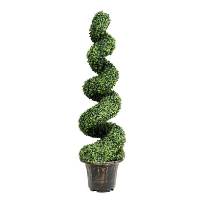 4 Feet Artificial Boxwood Spiral Green Leaves Tree - Relaxacare