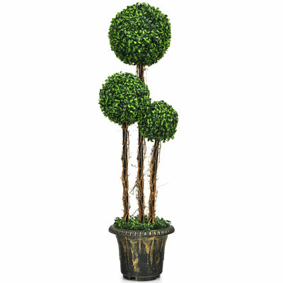 4 Feet Artificial UV Resistant Topiary Triple Ball Tree Plant - Relaxacare
