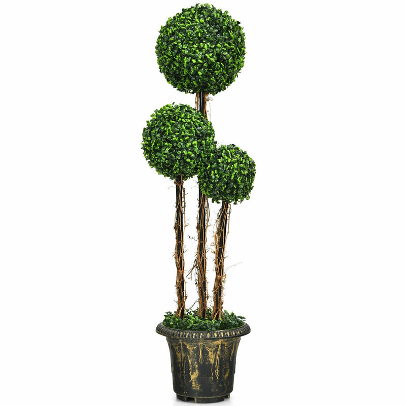 4 Feet Artificial UV Resistant Topiary Triple Ball Tree Plant - Relaxacare