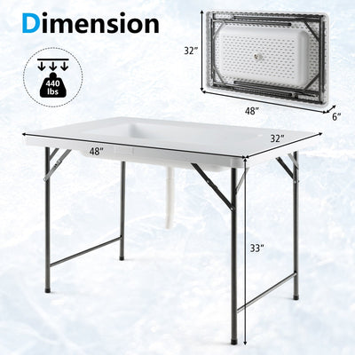 4 Feet Folding Ice Bin Table with Skirt for Camping Picnic Wedding - Relaxacare