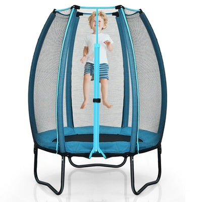 4 Feet Kids Trampoline Recreational Bounce Jumper with Enclosure Net-Blue - Relaxacare