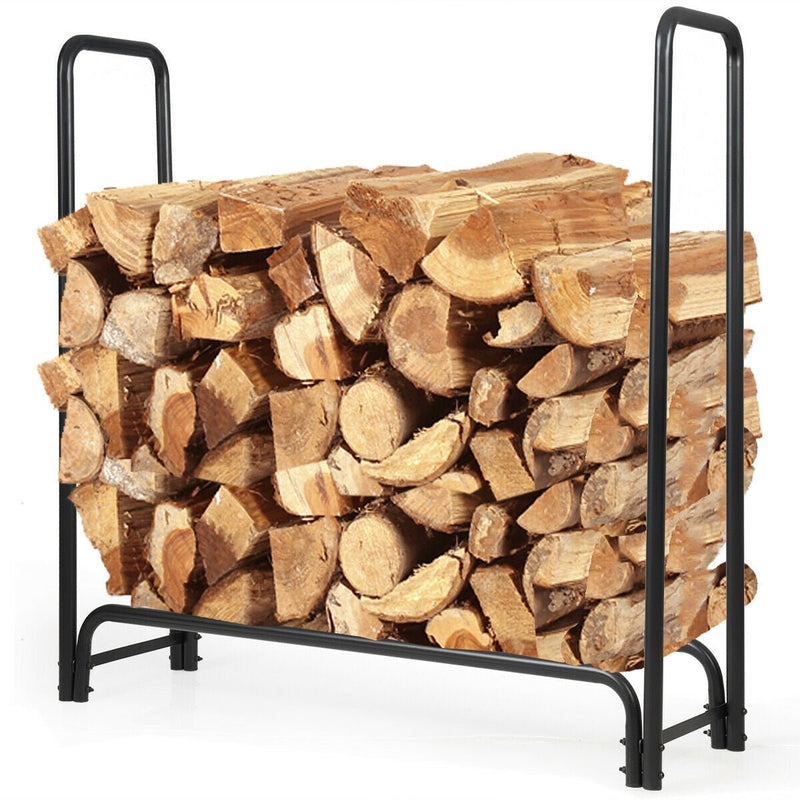 4 Feet Outdoor Steel Firewood Log Rack - Relaxacare