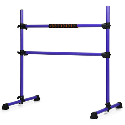 4 Feet Portable Freestanding Stable Construction Pilates Ballet Barre with Double Dance Bar-Purple - Relaxacare