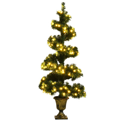 4 Feet Pre-lit Spiral Entrance Artificial Christmas Tree with Retro Urn Base - Relaxacare