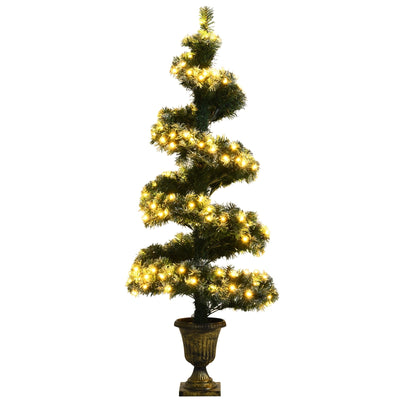 4 Feet Pre-Lit Spiral Wintry Helical Tree for Holiday Celebration - Relaxacare