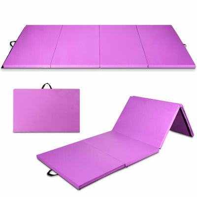 4 Feet x 10 Feet x 2 Inch Folding Gymnastics Tumbling Gym Mat-Pink - Relaxacare