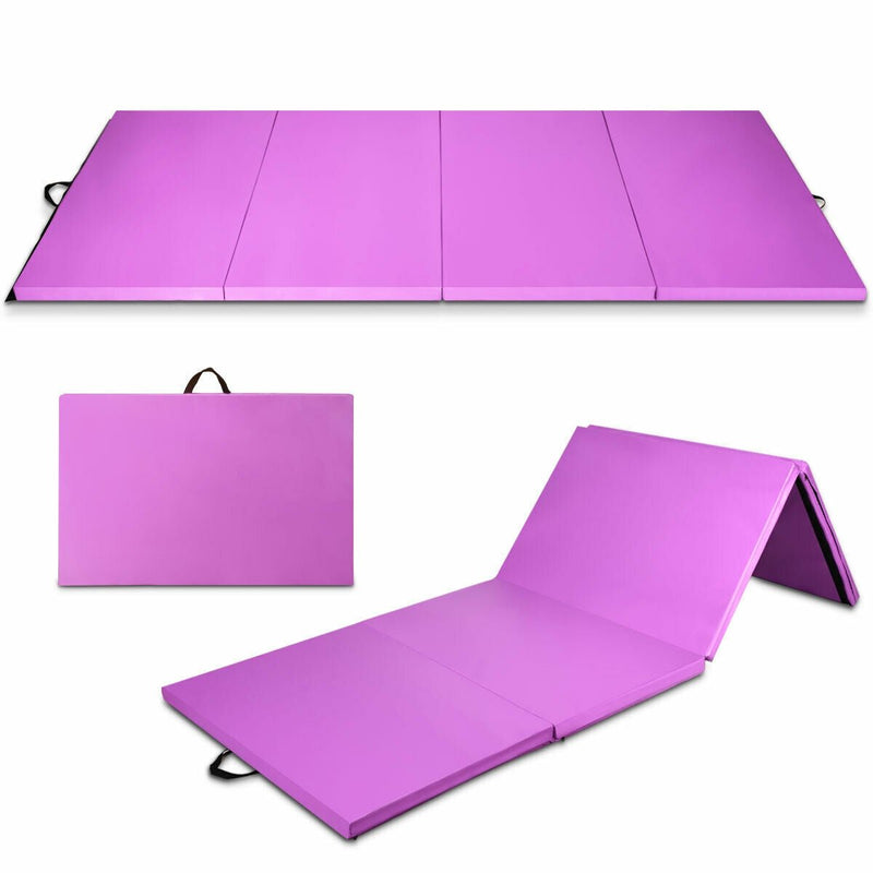 4 Feet x 10 Feet x 2 Inch Folding Gymnastics Tumbling Gym Mat-Pink - Relaxacare