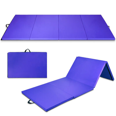 4 Feet x 10 Feet x 2 Inch Folding Gymnastics Tumbling Gym Mat-Purple - Relaxacare