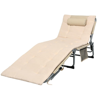 4-Fold Oversize Padded Folding Lounge Chair with Removable Soft Mattress-Beige - Relaxacare