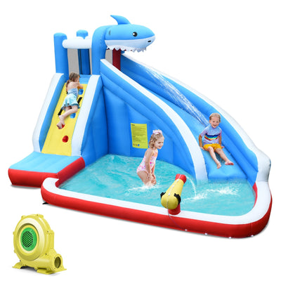 4-in-1 Inflatable Water Slide Park with Long Slide and 735W Blower - Relaxacare