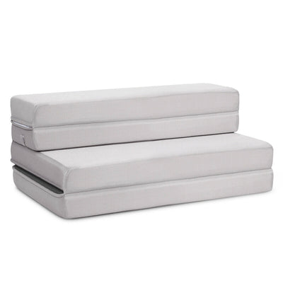 4 Inch Folding Sofa Bed Foam Mattress with Handles-Twin XL - Relaxacare